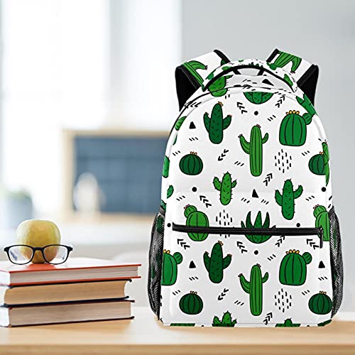 Sac à dos de voyage pour campus filles garçons avec motif cactus vert