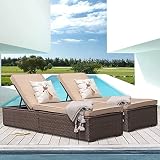 Verano Garden Outdoor Chaise Lounge, Patio Pool Lounge Chairs for Outside, Wicker Rattan Reclining F