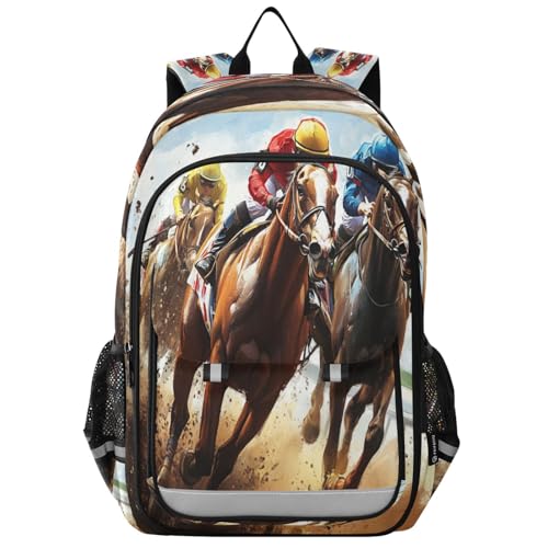 Backpack for School Girls Boys, College Rucksack Travel Daypack Teenager Bookbag Kids Backpack Horse Running