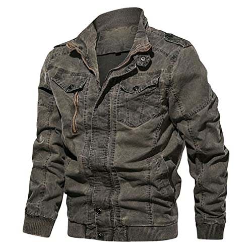 Jacket De Jeans De Bombardier For Hommes Spring Automne Vintage Demin Jacket Casual Streetwear Moto Biker CoWboy Manteau (Color : Gray, Size : Medium)