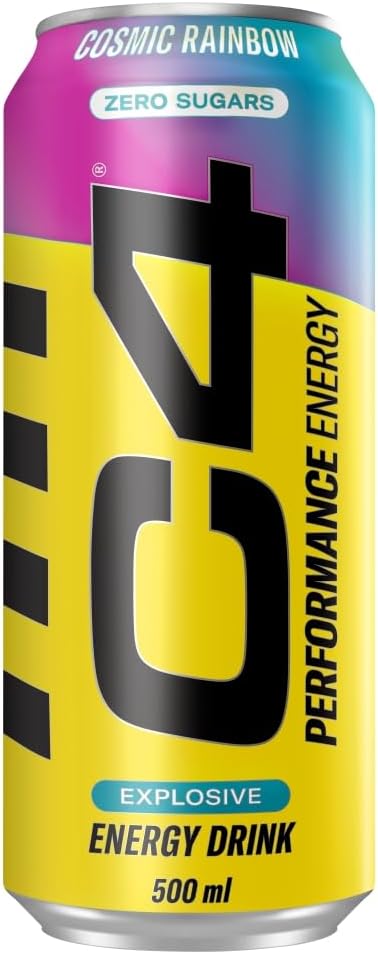Cellucor C4 Original Carbonated Zero Sugar Energy Drink, Pre Workout with Beta Alanine, Cosmic Rainbow, 500ml Can
