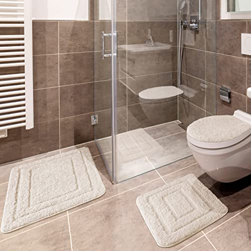 Euromat Badezimmerteppich rutschfeste Weichen Mikrofaser Badematte Badteppich Badvorleger (Beige, Teppich 50x80+Vorleger… – Bild 4