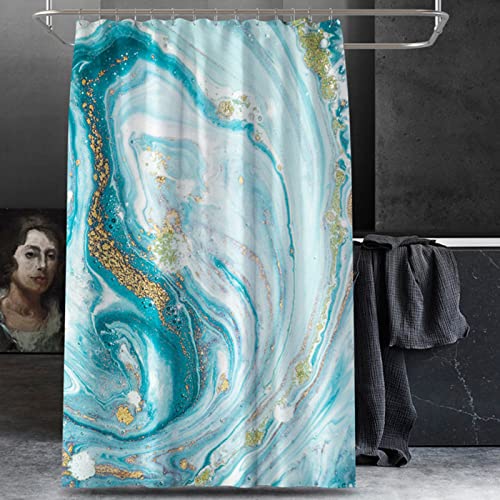 Rideau douche imprimé de marbre doré chic KnSam en polyester 150x200