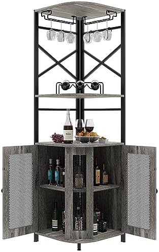 Amazon.com: IDEALHOUSE 61'' Tall Corner Wine Bar Cabinet with ...