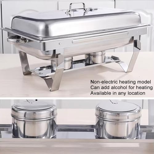 Juego de platos para bufé, calentador de alimentos rectangular de acero inoxidable y bandeja para servir, duradero y elegante, ideal para catering y eventos, 6,5 cm de profundidad, recipiente para