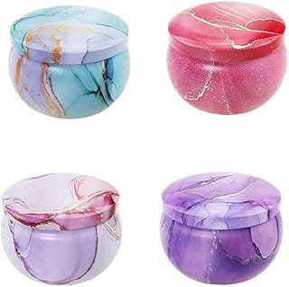 Barattoli di Latta per Candele Piccoli, 4 Pezzi Barattolo di Latta Fai da Te, Attine per Candele, Barattoli Latta Candela Rotondi, per La Conservazione a Secco di Candele Caramella Festa, 4 Colori