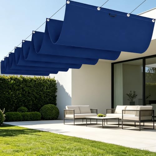 Toile d'ombrage rétractable contre la pluie et le soleil sur le patio