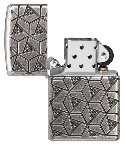 Zippo Armor encendedor geométrico plateado antiguo miniatura 7