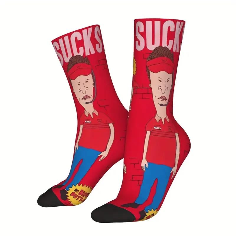 Chaussettes Beavis and Butthead motif dessin animé rouge vif