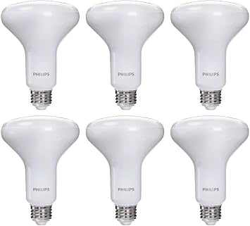 PHILIPS LED 65W BR30 6-Pack Ultra Definition Soft White 2200K 650 Lumen 7.5W = 65W Dimmable Flicker-Free Light Bulbs