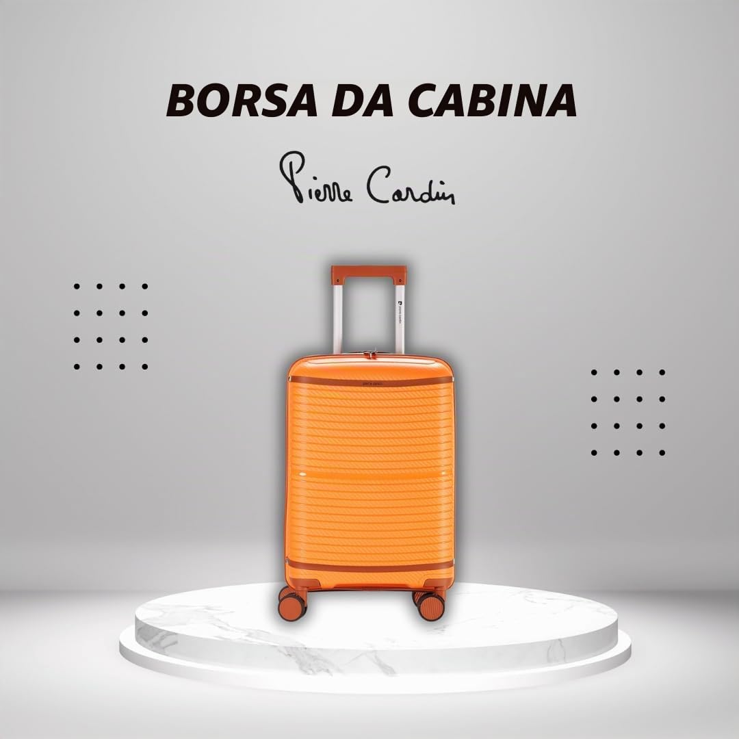 Pierre Cardin - Valigia Trolley rigido con rotelle girevoli 55x38x20 (Arancio)