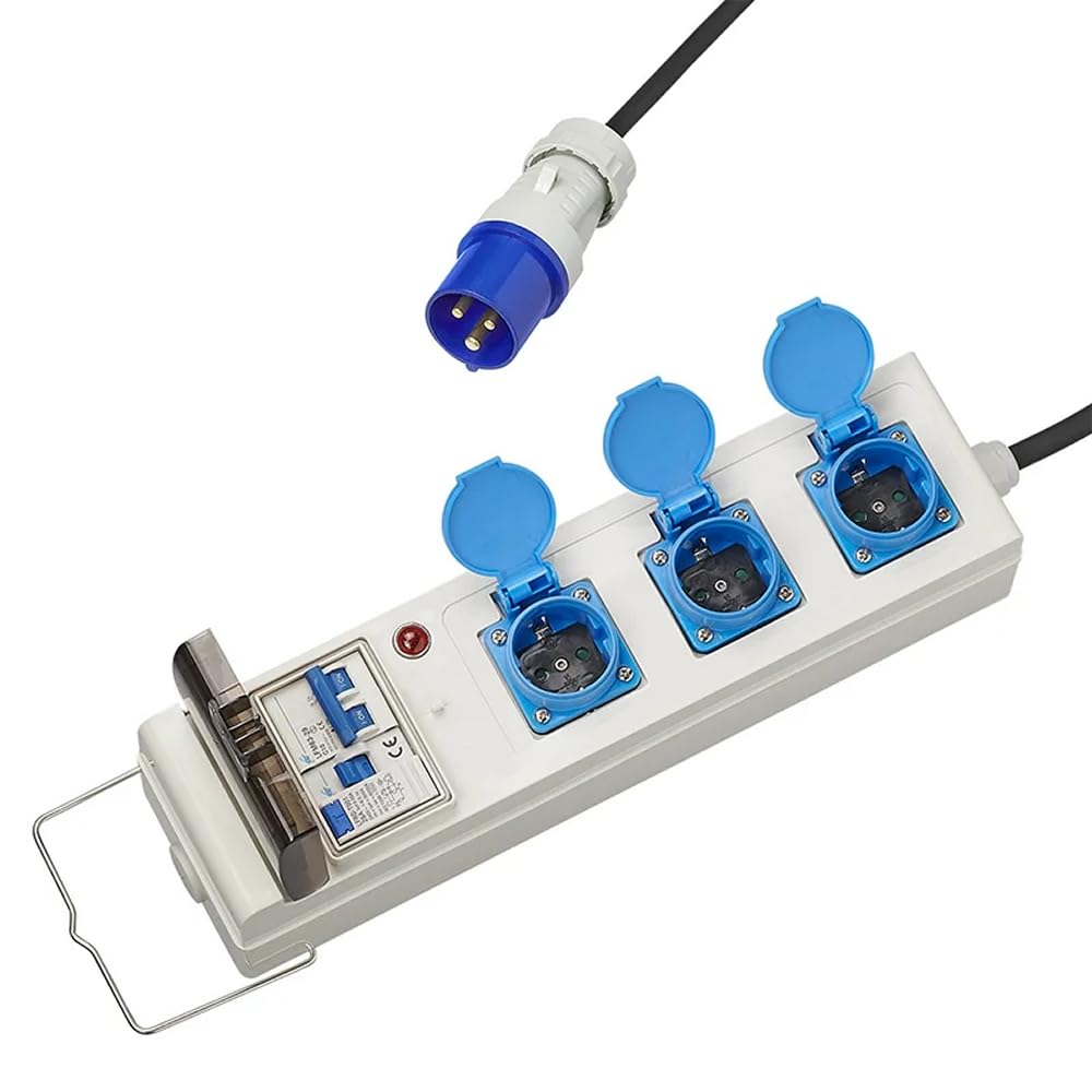 ProPlus 373584DE Zelt Faltwagen Steckdose mit 20m Kabel - 3x2,5mm² mit MCCB und FI-Schalter - IP44