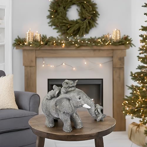 Estatua de elefante decorativa de resina gris miniatura 6