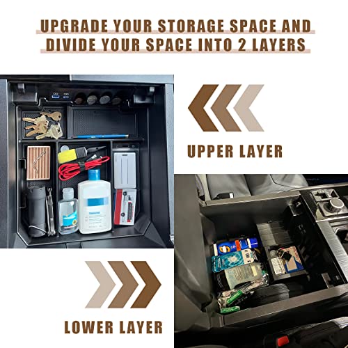 Muslogy Center Console Organizer Compatible with 2022 2023 2024 2025 Toyota Tundra Accessories & 2023-2025 Sequoia Console Storage Box Divider Insert Tray ABS Material with Non-Slip Mats(Rubber Black) by Muslogy - Image 4