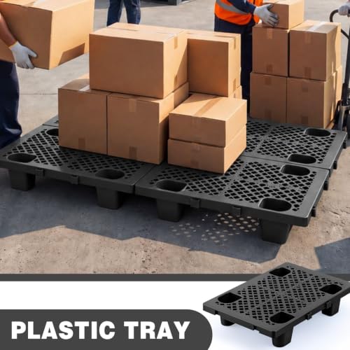 Klyyo Clyro 10 Pack Plastic Pallets Nestable Moisture Waterproof Lightweight Floor Pallets with Breathable Grid for Garage Market Warehouse Restaurant Basement Storage(Black,23.6 x 15.8 x 4.7 Inch) by Klyyo Clyro - Used condition - Image 6