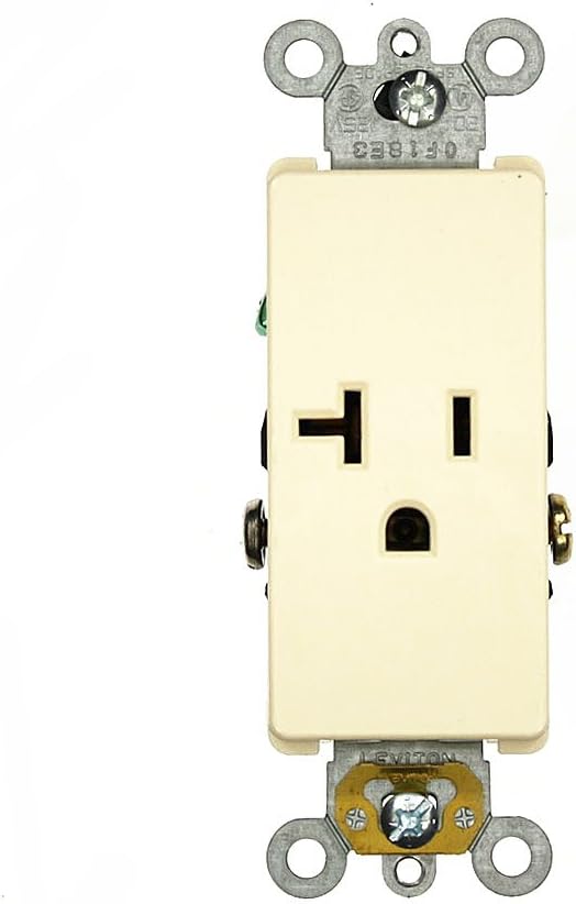 Leviton 20 A、125 V、デコラプラスシングルコンセント、商用グレード、self-grounding 16341-A 1
