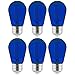 Sunlite 40972 LED S14 String Light Bulb, 2 Watts (25W Equivalent), Medium E26 Base, Party Decoration, Holiday Lighting, Transparent, Dimmable, UL Listed, Blue, 6 Count