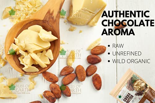 Image of Bliss of Earth Cocoa Butter for Chocolate Making, Food Grade, Raw & Organic for Hair, Skin & Stretch Marks (1 Kg)