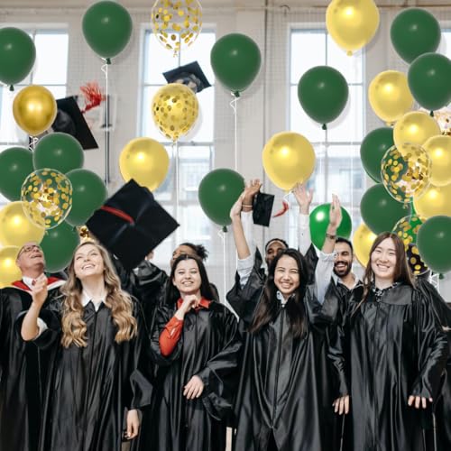 Image of Dark Green Gold Balloon Garland Arch Kit - Dark Green Balloons Hunter Green Metallic Gold Balloon for Super Football Birthday Jungle Baby Shower Wedding Graduation Decorations
