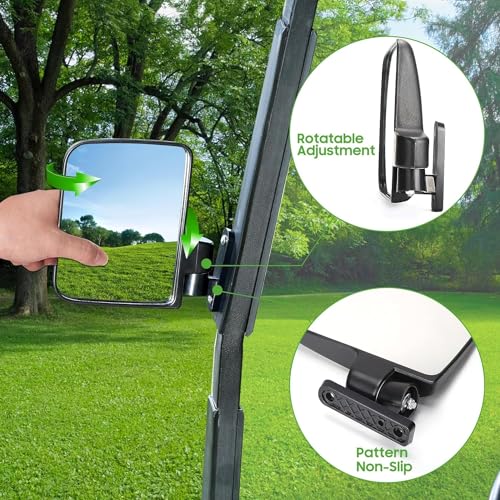 Miniatura 3 de 10l0l Espejo Lateral Plegable Para Carrito De Golf Y Espejo Retrovisor Universal Para Yamaha Club Car Ezgo, Paquete Combinado De Espejos Panorámicos Extra Anchos