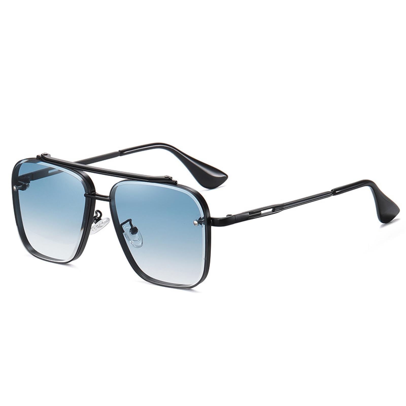 Lunettes de soleil tendance monture large bicolore dégradée colorée métal