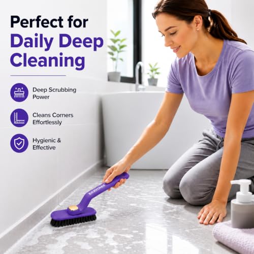 Image of (Pack of 1) Multi-Function Bathroom Plastic Cleaning Brush,Tiles Cleaning Brush,Hard Bristle Rotating Crevice Gap Cleaning Brushes for Bathroom,Floor Cleaner Brush (Multi Colour)
