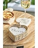 Untersetzer, Glasuntersetzer Riviera Maison - Heart Coasters - Glasuntersetzer / Untersetzer - Rattan / Holz - Maße (BxHxL): 14 x 7 x 14 - 5er - Set