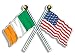 USA and IRELAND Waving Flags on Poles Sticker (american irish)