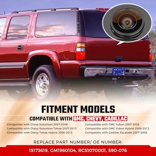 Image of 590-076 Backup Camera Rear View Camera Fit for F-150 2015-2017 Fit for Chevy Suburban Tahoe, GMC Yukon, Cadillac Escalade 2007-2013 Parking Park Assist Camera Replaces #15173619 GM1960104 RC51070001