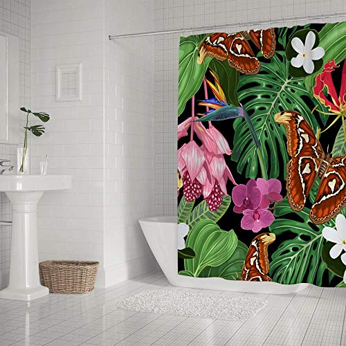 Rideau de douche de haute qualité en polyester imperméable à motif fleuri