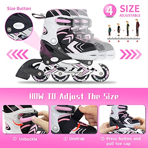 Nattork Adjustable Inline Skates for Kids with Full Light Up Wheels,Outdoor & Indoor Illuminating Roller Skates for Boys and Girls - Thumbnail 5