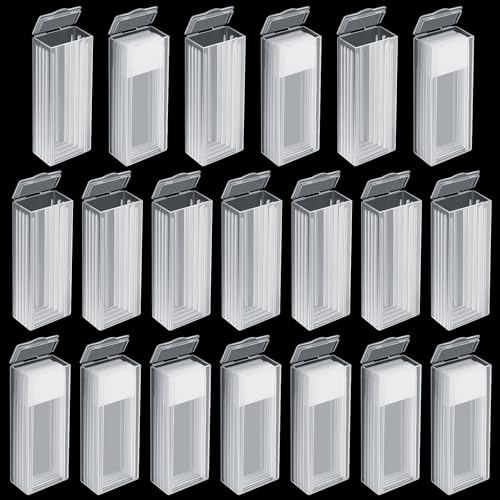 Wonderjune 20 Pcs Microscope Slide Box Plastic Rectangle Microscope Slide Holder Case for 5 Slides with Lid for Pathology Lab Biology Classroom Specimen Storage