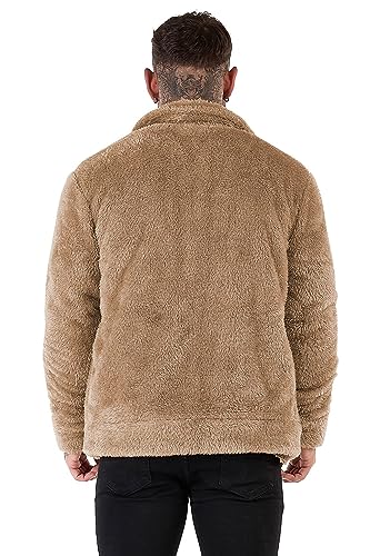 GINGTTO Mens Furry Button-Up Jacket 4 Pockets Fluffy Coat For Men2