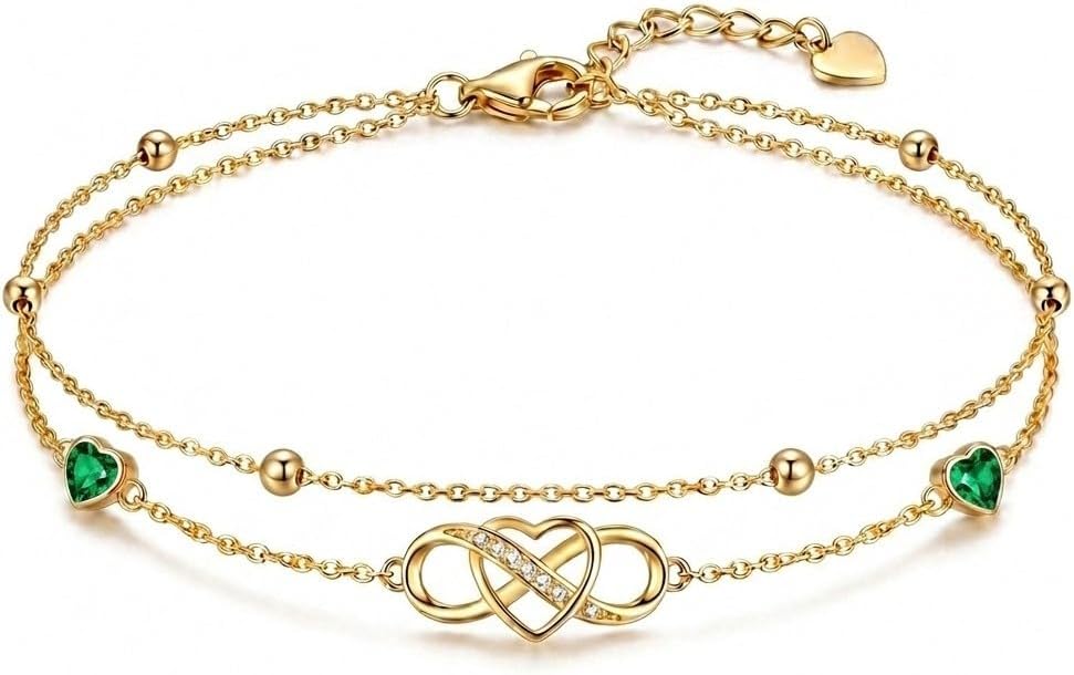 Midari 18K Yellow Gold Infinity Birthstone Bracelet/Anklet Adjustable