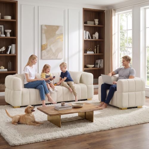2 Piece Cream Cloud Sofa and Accent Chair Set for Cozy Modern Homes - Image 5