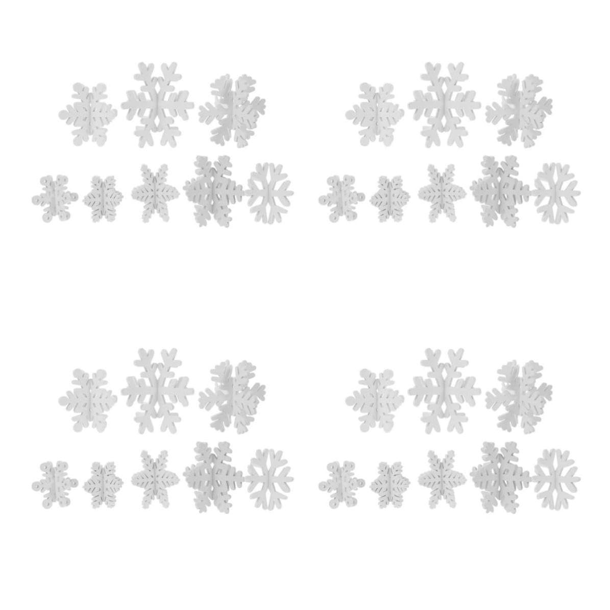 Toyvian 32 Pezzi Decorazione Natalizia Fiocco di Neve 3d in Legno Bianco