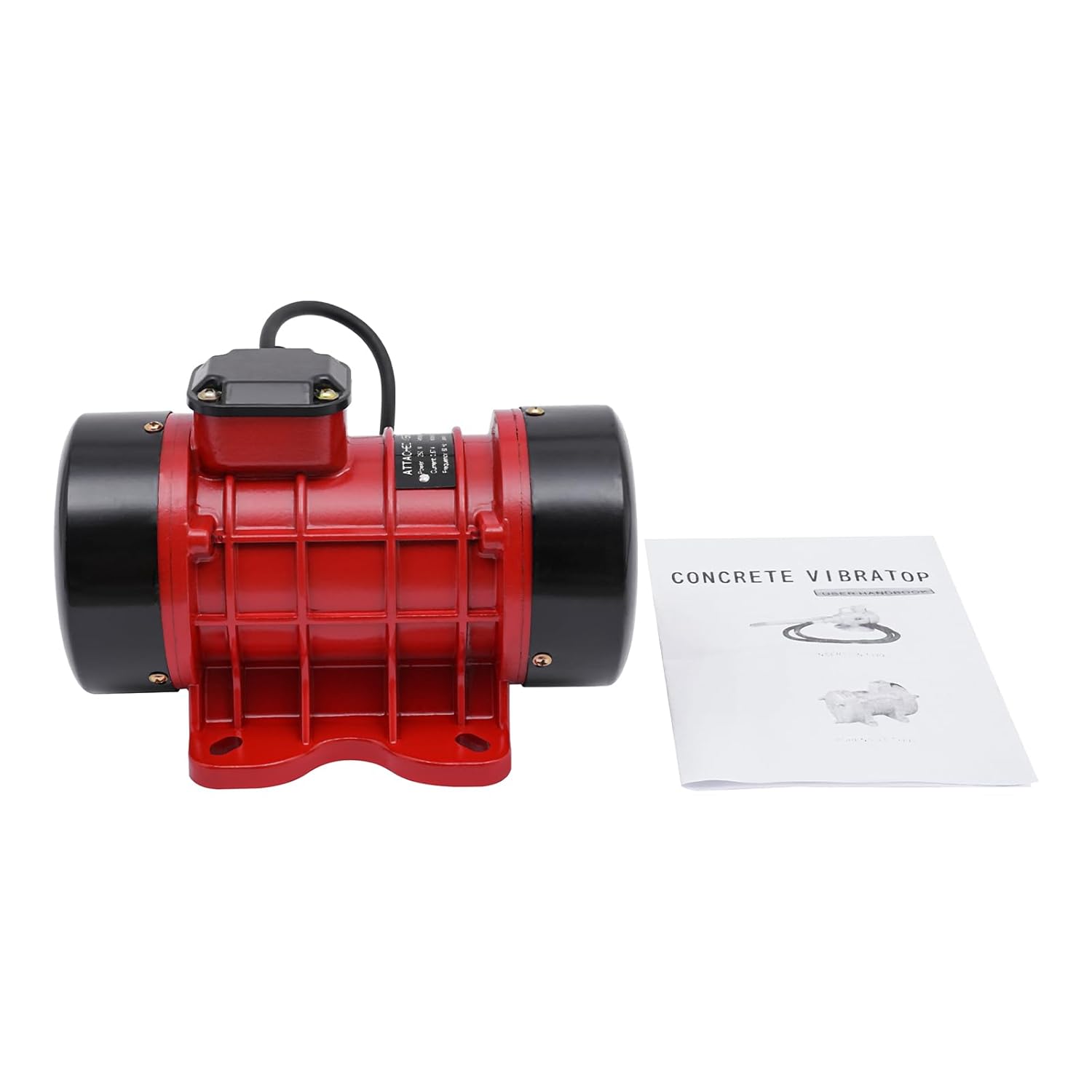 110V Concrete Vibrator Vibration Motor, 250W Vibrating Electric 3500 RPM Vibrators Shaker Table Bright Color Used in Mining, Metallurgy, Coal, Electric Power (Black Red)
