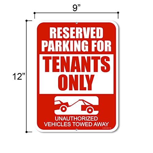 Honey Dew Gifts Reserved Parking Signs, Reserved Parking for Tenants Only 9 inch by 12 inch Metal Aluminum Parking Lot Tin Sign