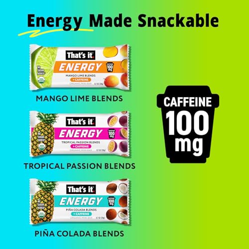 Image of That's it. Fruit Blends Energy Bar - 15 Count Variety Pack (5 each of Tropical Passion, Mango Lime, Pina Colada)