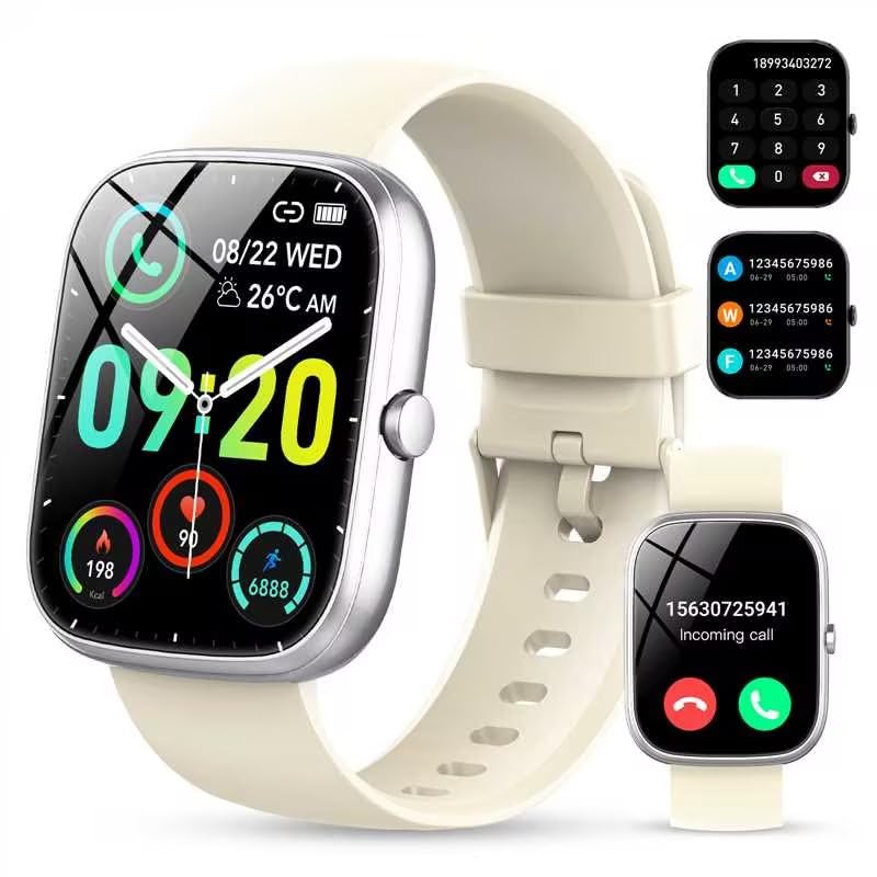 Smartwatch Uomo Donna,1.91" Orologio Smartwatch,con Effettua/Risposta Chiamate,100+modalità Sportive con Sonno/Cardiofrequenzimetro,SpO2,Fitness Tracker,Contapassi,IP68 Impermeabile Smart Watch,Bianco