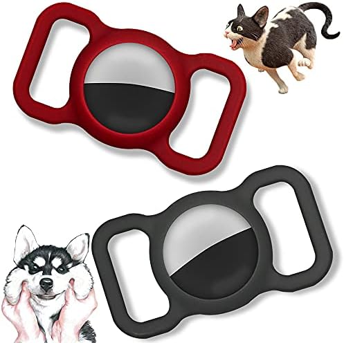 2pcs Air Tag Silicone Protective Shell with Pet Collar Holder, Dog Cat Collar Loop, Anti Lost GPS Tracker Case, Scratch Resistance Finder shell Case, Adjustable Durable Protective Case
