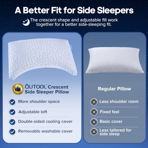 QUTOOL Crescent Pillow for Side Sleepers Queen 2 Pack and King 1 Pack - image 3