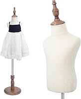 Vista 10 de Maniquí de forma de vestido para niños con base de madera, maniquí de exhibición infantil, formas de busto para niños de 4-5 años, marrón