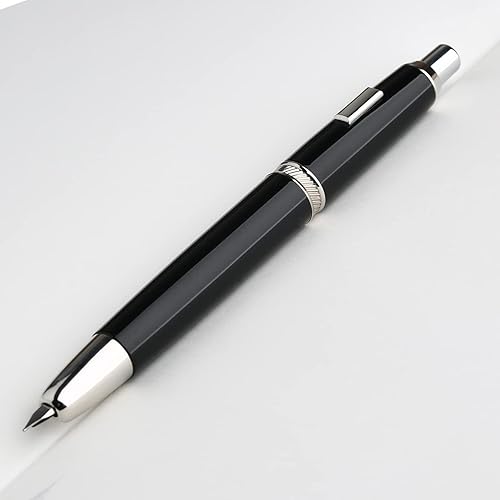 Vista 81 de Majohn - Pluma estilográfica de prensa A1 con convertidor, juego de escritura retráctil negro dorado (sin versión de clip)