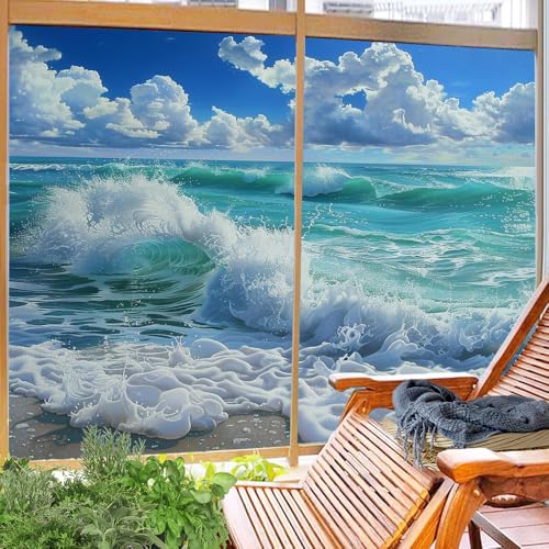 Vinilo Prisma para Ventana Privacidad Colorido Ocean 17.7x23.6 pul x2 miniatura 4