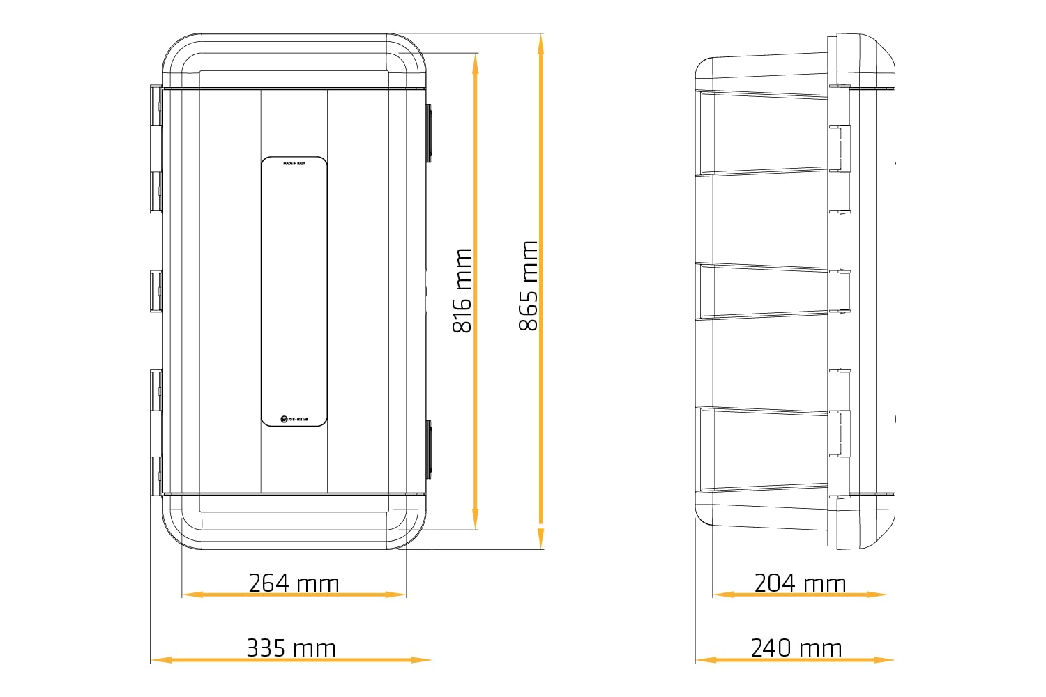 Caja extintor 9/12 kg DAKEN 82190 REGON 865x335x240 mm Rojo baúl de protección para extintores en Camiones remolques y vehículos industriales Soporte de Seguridad Vial LKW