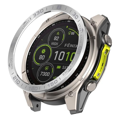 SHEAWA for Garmin�K�[�~�� Fenix 8 Dual Power 51mm �x�[�������O �ی샊���O �X�e�����X �J�o�[ �P�[�X ���h�~ �ϏՌ� �A�N�Z�T���[ (�V���o�[)