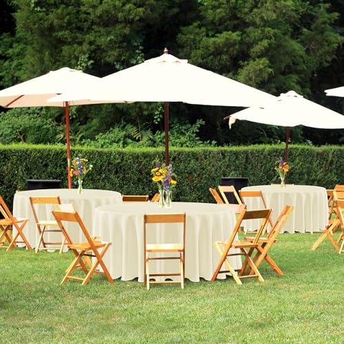 Image of sancua Round Tablecloth 90 Inch Diameter, 8 Pack - Circle Polyester Fabric Table Cloth for Wedding Party Reception Banquet Birthday, Washable Formal Table Cover (Fit 30-72 Inch Tables), Beige