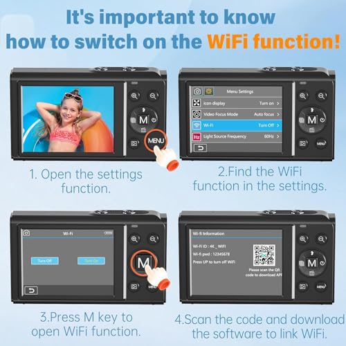 Image of Digital Camera, FHD Kids Cameras for Photography, 4K 44MP Compact Point and Shoot Camera for Kids, Teens and Beginners with 32GB SD Card, 2 Rechargeable Batteries (CAM26)