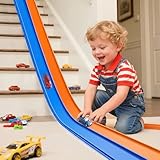15 Ft Flexible Race Track for Kids 3+, Certified Safe Flex Race Car Ramp, Portable Roll-Up Toy Track Starter Set with Strong Suction Cups for 1/64 Diecast Cars, Great Gift for Boys and Girls